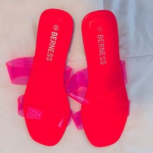 NEW & NEVER BEEN WORN Bernese Neon Pink Flat Sandals Size 9.